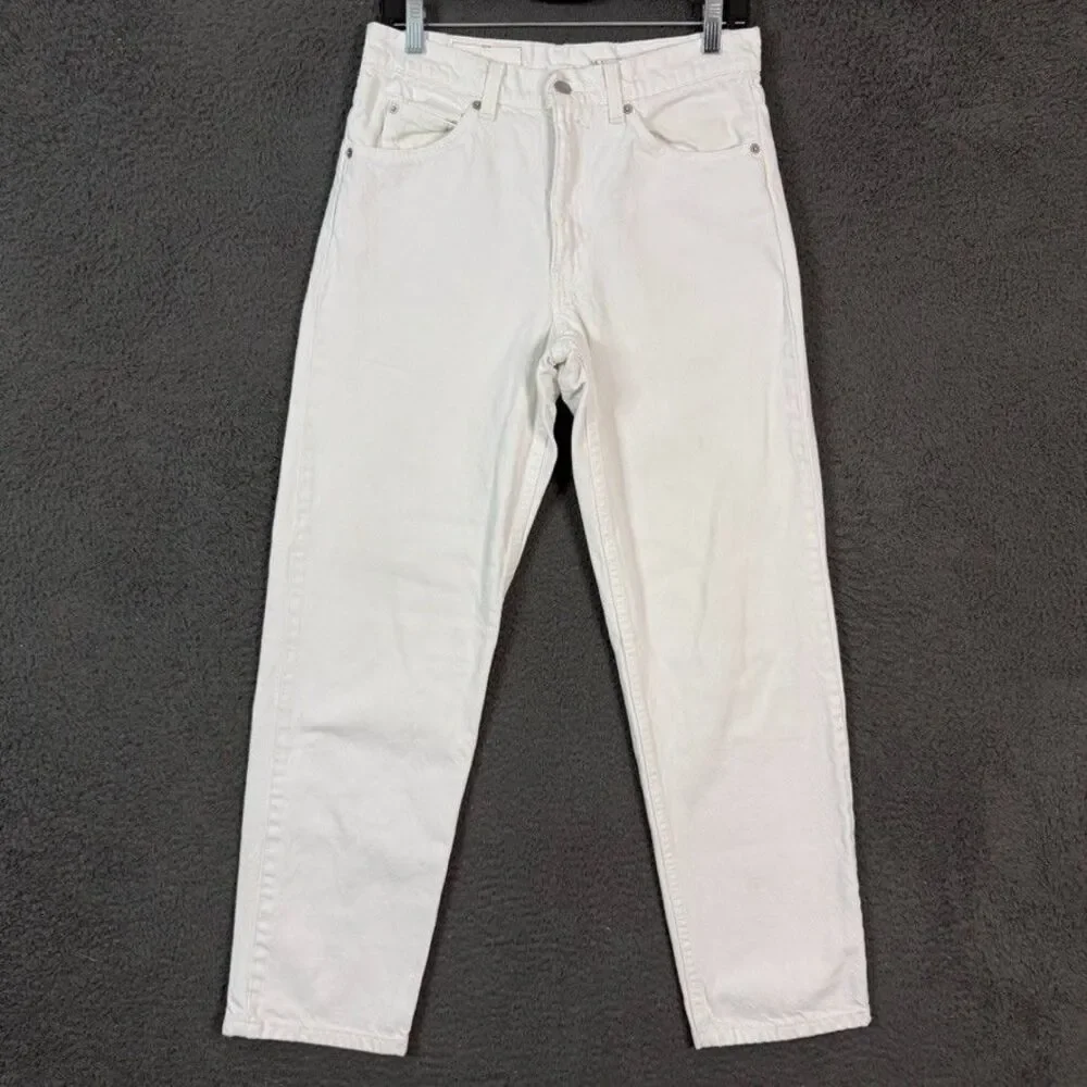 Vtg Levis 550 Jeans Mens 31x30 White Relaxed Fit Orange Tab Denim Pants 90s USA